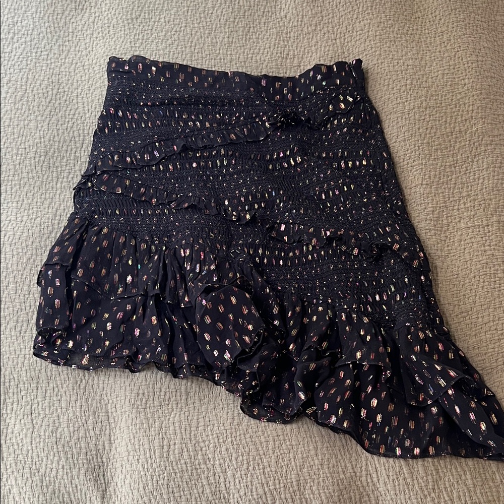 Rococo Sand Black Mini Skirt with Colorful Accents